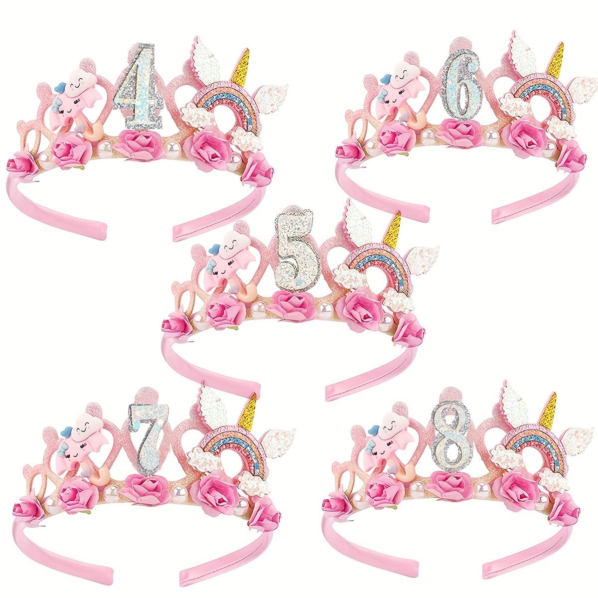 Mermaid Crown with Flower and Unicorn Princess Tiara - Youth Birthday Party Headgear, Festive Party Photo Prop Decoration, Polyester, All-Season Wear, Party Headgear | Cartoon Pattern | Plastic Material, Mermaid Party Decorations