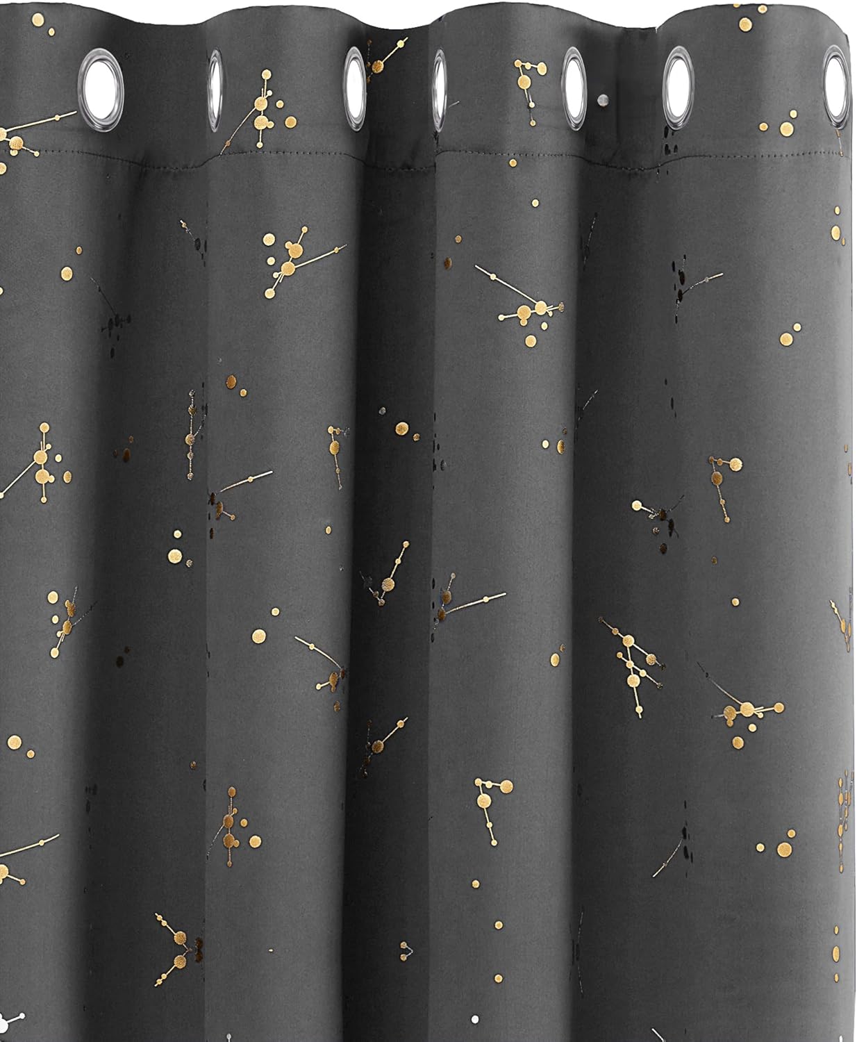 Deconovo Eyelet Blackout Curtains, Gold Constellation Printed Curtains Thermal Insulated Curtains for Bedroom, 46 X 54 Inch(Width X Length), Light Grey, 2 Panels