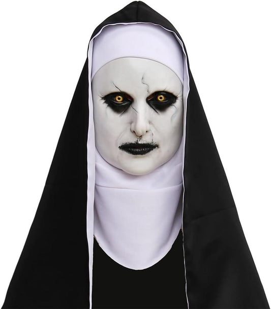 ZDOVLZZPON Halloween Nun Full Head Latex Mask for Scary Party Cosplay Mens Masquerade