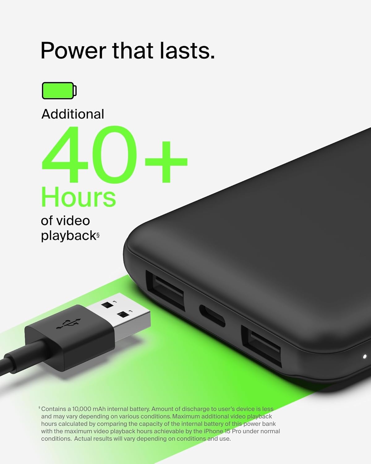 Belkin 10000Mah Portable Power Bank, 10K USB-C Portable Charger with 1 USB-C Port and 2 USB-A Ports, Battery Pack for up to 15W Charging for Iphone, Samsung Galaxy, Airpods, Ipad, and More - Black