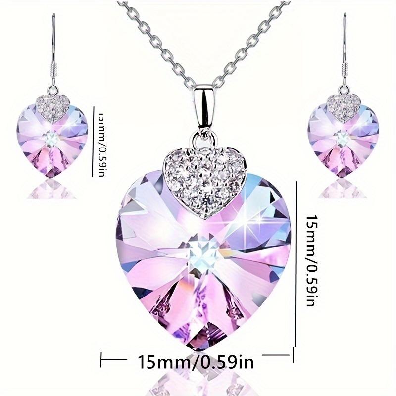 Heart-Shaped Crystal Rhinestone Necklace & Earrings Jewellery Set Women Gift