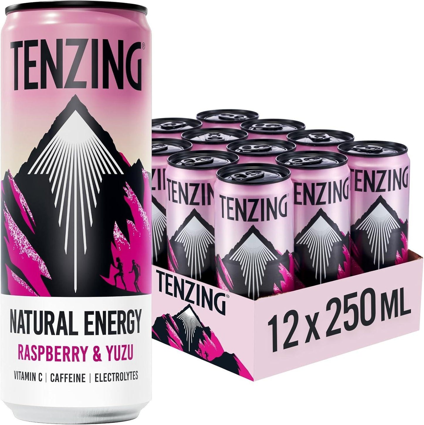 TENZING Natural Energy Drink, Plant Based, Vegan, & Gluten Free Drink, Pineapple & Passionfruit, 330Ml (Pack of 12) - Packaging May Vary Tenzing