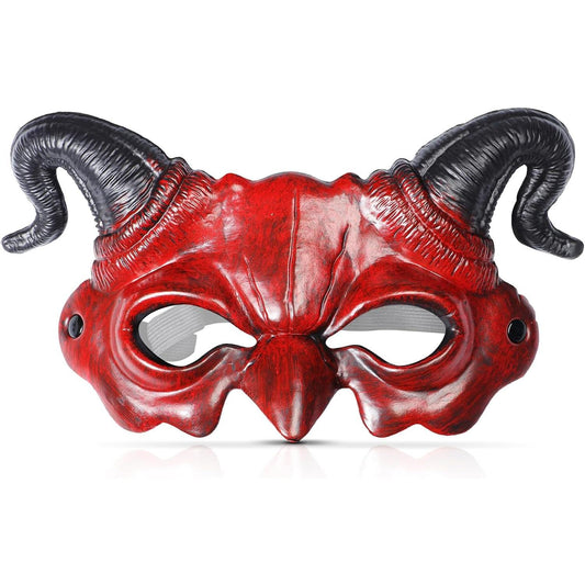 WINUSD Halloween Devil Mask Red Half Face Scary Devil Horn Ghost Mask Halloween Devil Costume Demon Mask for Halloween Masquerade Cosplay Party