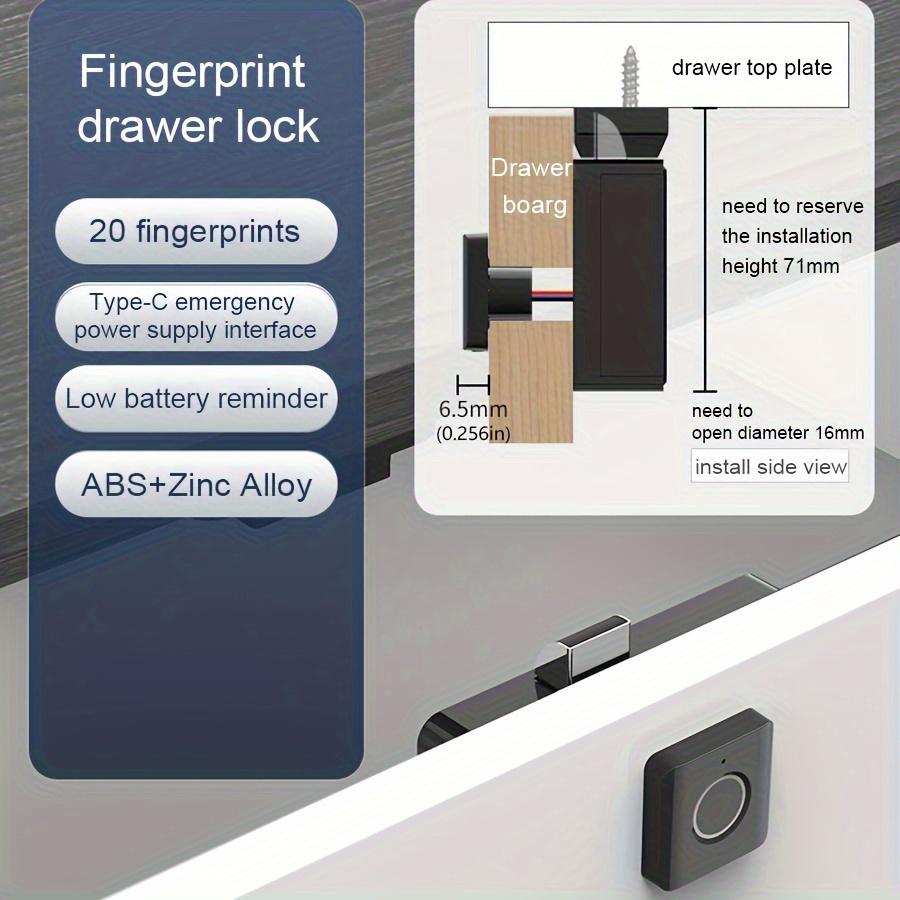 [Smart Fingerprint Lock] Keyless Biometric Smart Fingerprint Drawer Lock | Battery Powered, Easy Installation | for Home and Office Cabinets, Shoe Cabinets