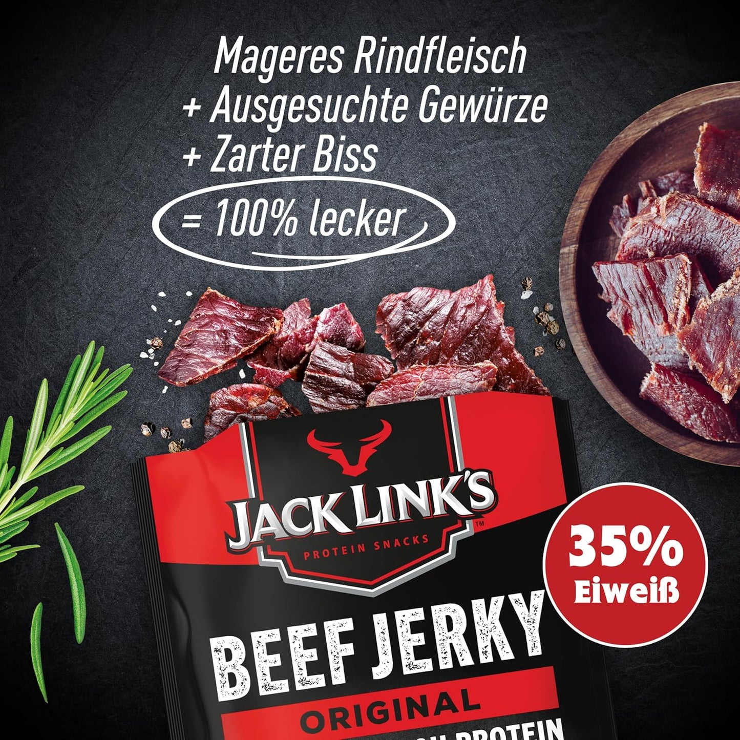 Jack Link'S Beef Jerky, Original Flavour High Protein Meat Snack, Multipack Box of 12 X 25G Packs Link Snacks Inc