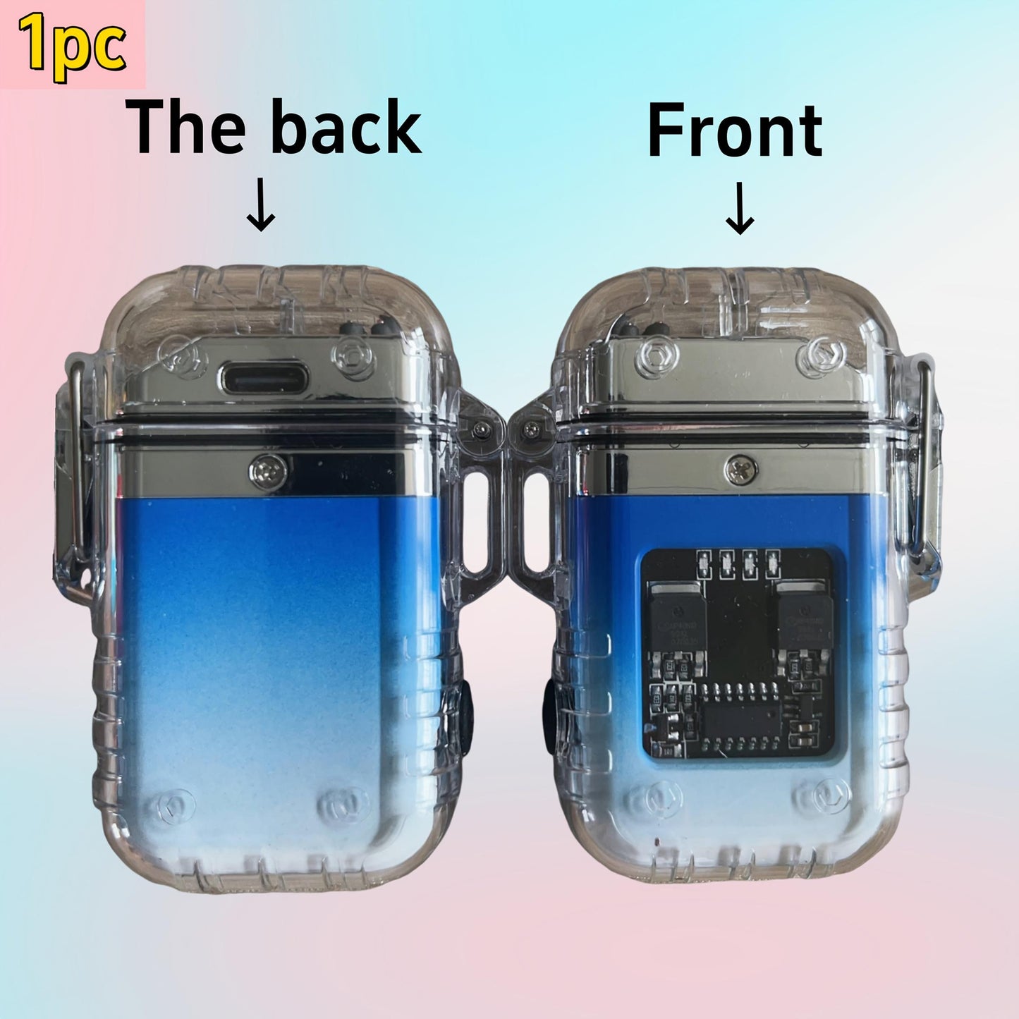 1pc USB Rechargeable Dual Arc Plasma Lighter with Flashlight - Portable Electronic Igniter for Outdoor Survival, Emergency & Exploration, Transparent Green & Yellow Design, Perfect Gift for Men and Women
