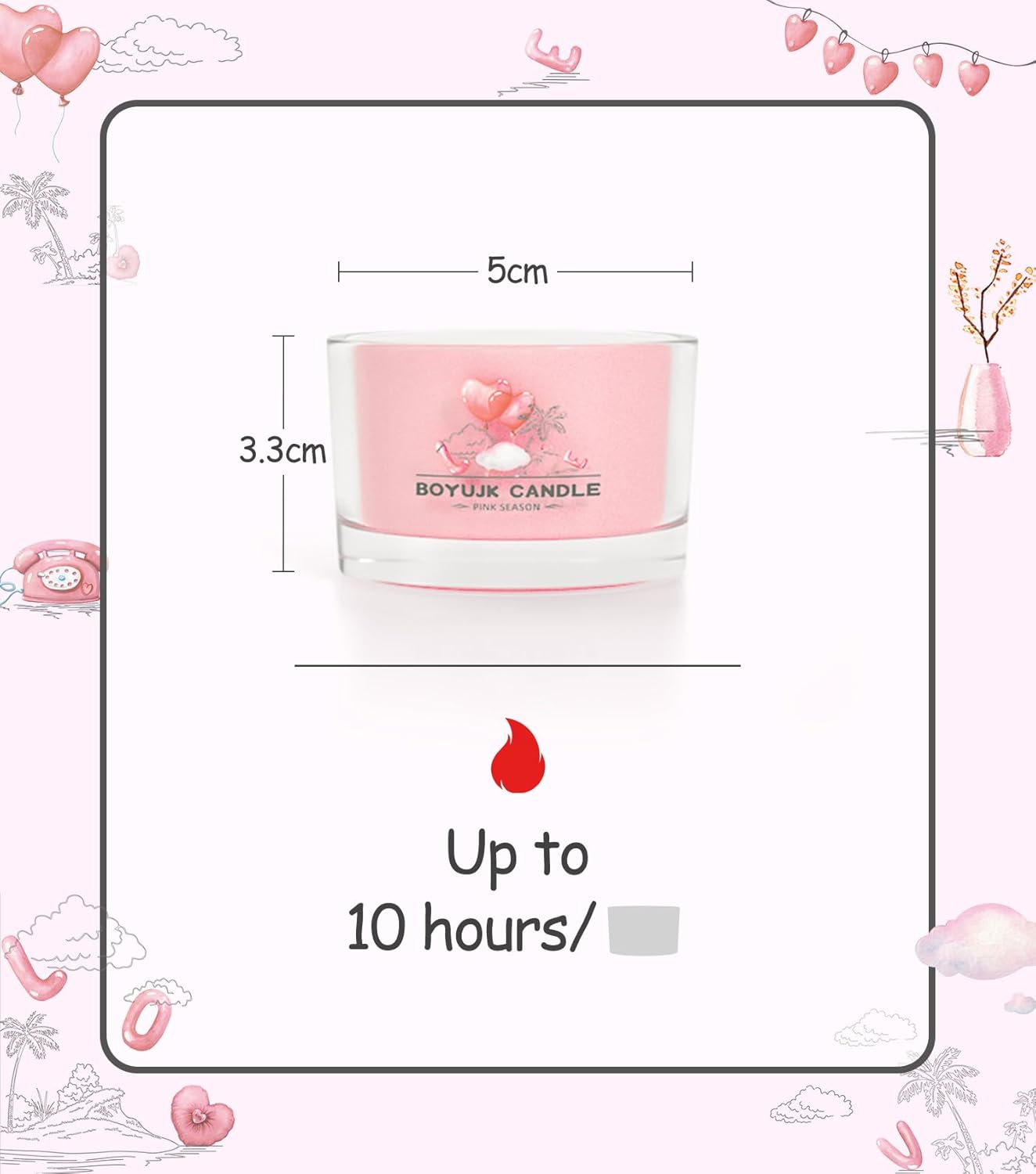BOYUJK Scented Candles Gift Set for Anxiety | 3 Scented Filled Votive Candles | Relaxation Gifts for Women (Pink Season Collection)