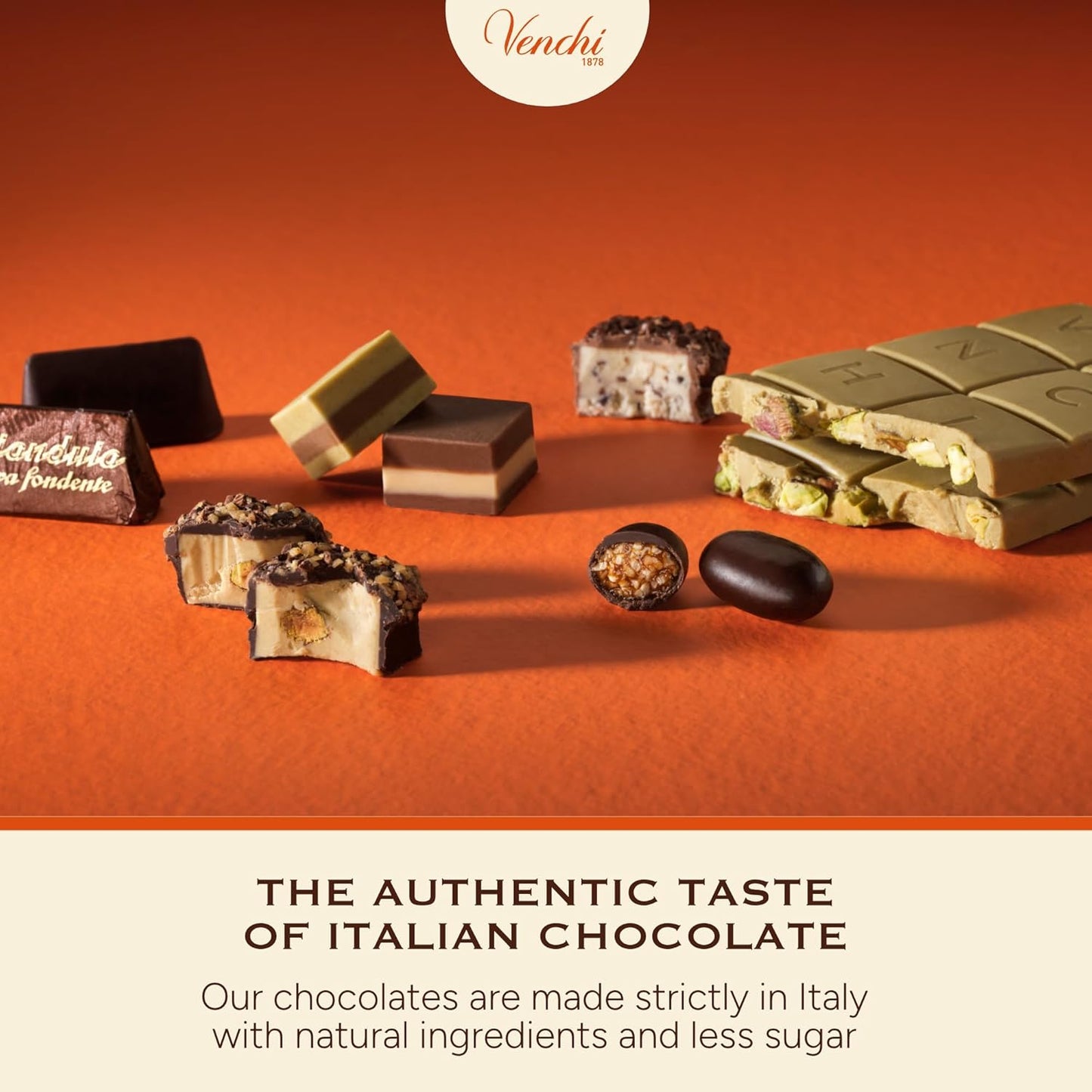 Venchi – Mini Tin Book Firenze with Cremini Chocolates, Classic 1878 and Pistachio Flavours, 6.06 Oz, Gluten-Free, No Artificial Colours, No Preservatives, Gift Idea