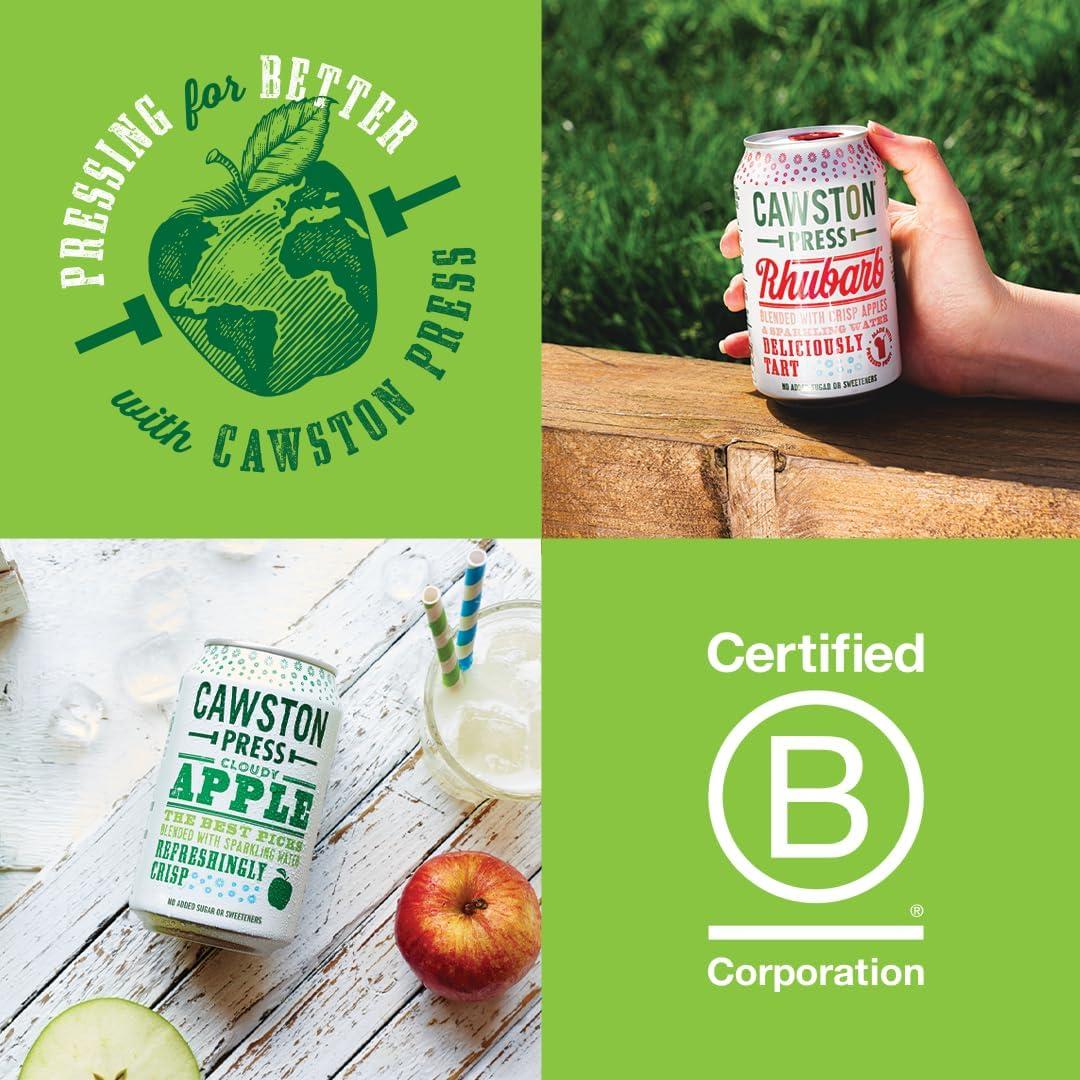 Cawston Press Sparkling Cloudy Apple Fizzy Drink Blended with Sparkling Water and Pressed Apple (330Ml X 12 Cans) Gluten Free - Vegan - No Added Sugar