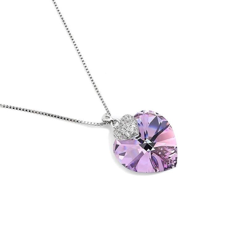 Heart-Shaped Crystal Rhinestone Necklace & Earrings Jewellery Set Women Gift