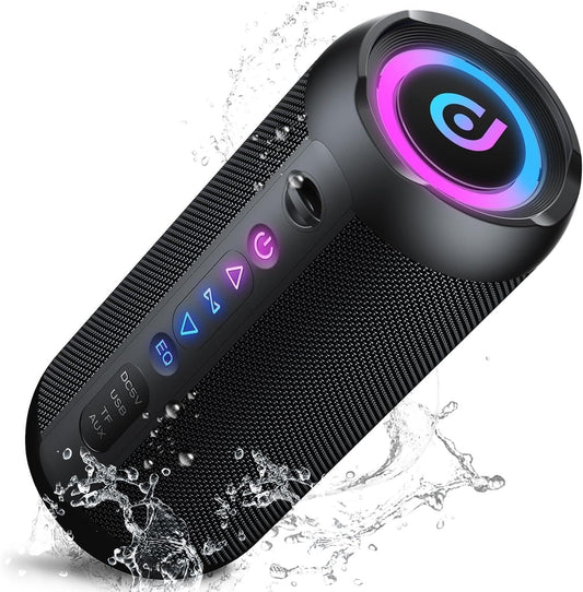 Taopodo Portable Bluetooth Speaker with 30W Stereo Sound, 3 EQ Mode & 3 RGB Lights, IPX7 Waterproof, 30H Playtime, TWS Wireless Pairing, Outdoor Speaker for Home, Outdoors and Hiking
