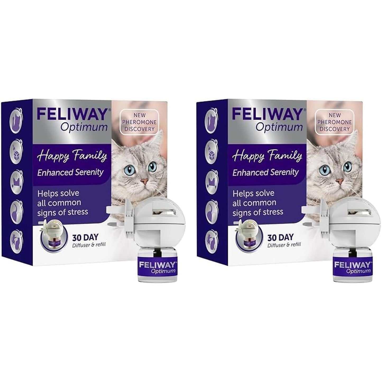 FELIWAY Optimum 30 Day Cat Calming Odourless Plug in Pheromone Diffuser Starter Kit, 48Ml - Helps Solve Signs of Stress in Cats & Kittens, Veterinary Recommended, Drug-Free, Clinically Proven Feliway