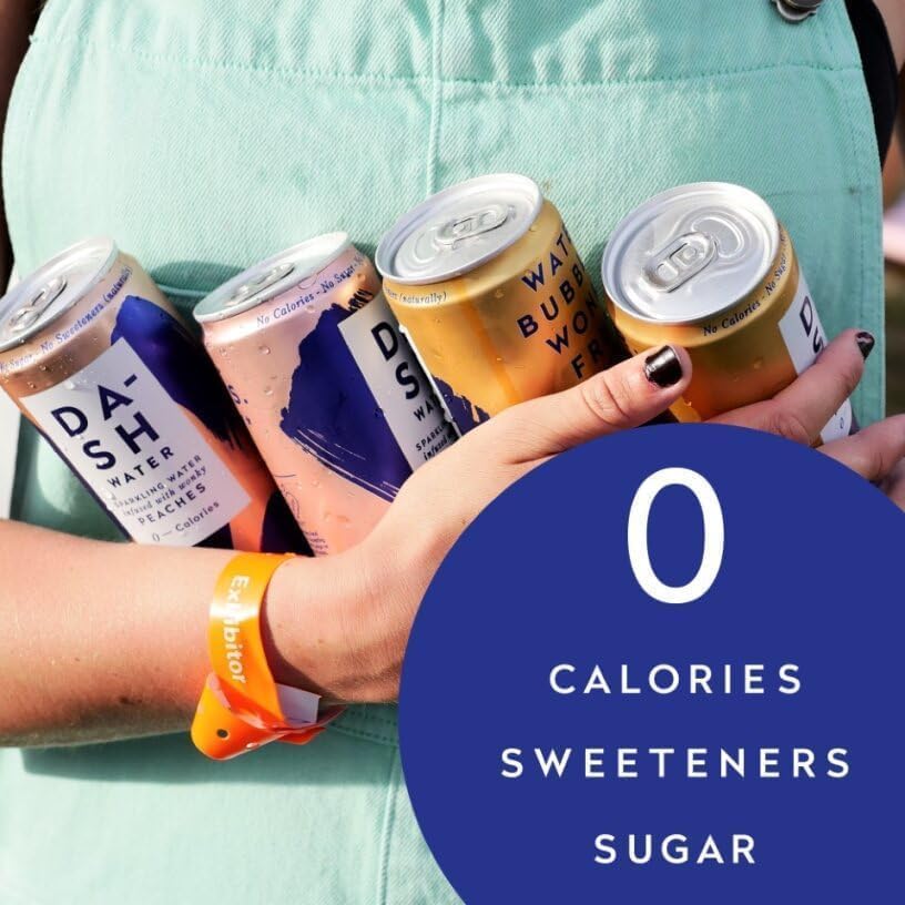 DASH Water Mixed Pack X 16 – Flavoured Sparkling Spring Water – Raspberry, Lime, Grapefruit, Peach – Infused with Wonky Fruit (16 X 330Ml Cans) Dash