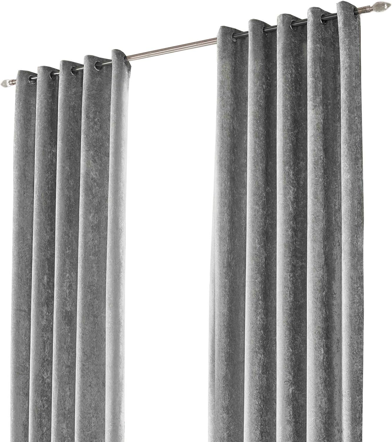 Sienna 2 Panel Crushed Velvet Curtain Eyelet Ring Top Pair of Fully Lined Curtains, Soft Luxury Thermal Insulated Curtains Window Treatment 46" X 54", Charcoal Grey