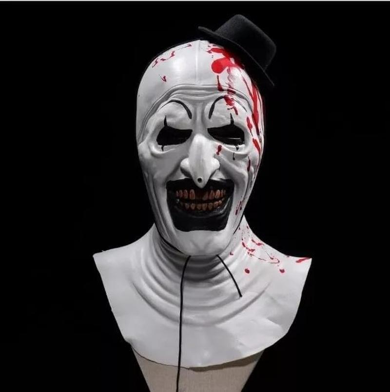 NEW-YIJUNSHUN Adult Terrifier Art the Clown Mask Art the Clown Terrifier Costume Terror Masks Scary the Killer Clown Joker Mask Halloween Cosplay Full Head Costume Props NYJS