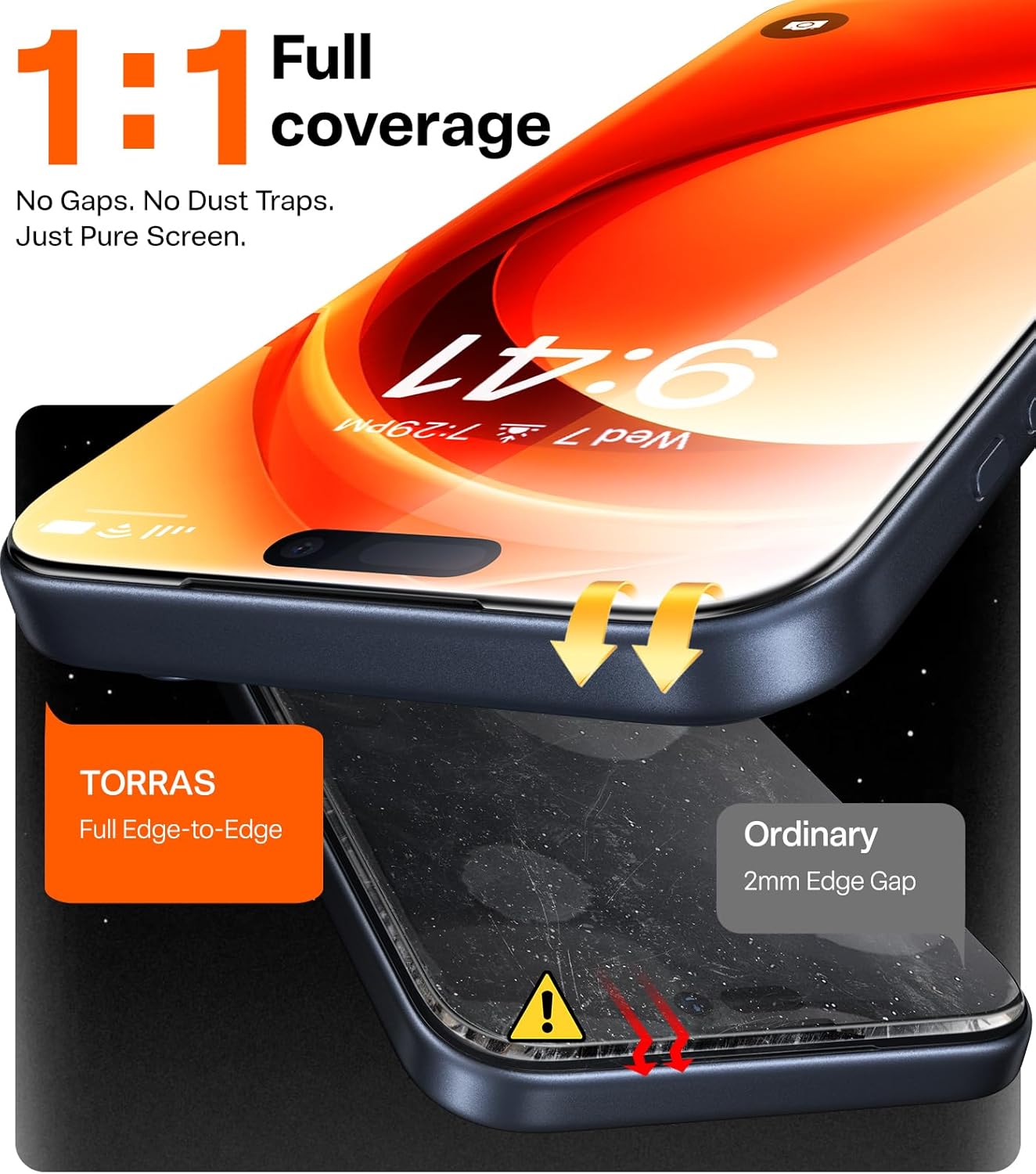 TORRAS for Iphone 17 Pro Screen Protector [12FT Military Grade Shatterproof] UNBREAK TOP 9H+ Glass Screen Protector for Iphone 17 Pro Tempered Glass [Longest Durable] Onestep Auto-Install, 2 Pack