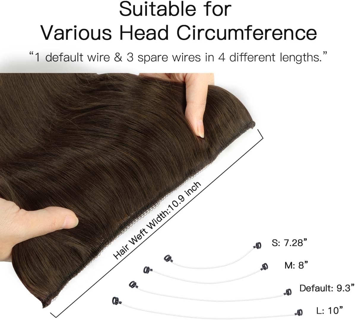 Hotbanana Wire Hair Extensions, 14 Inch 75G Chocolate Brown Fish Line Hair Extensions Real Human Hair Straight Invisible Remy Hair Human Extension hotbanana