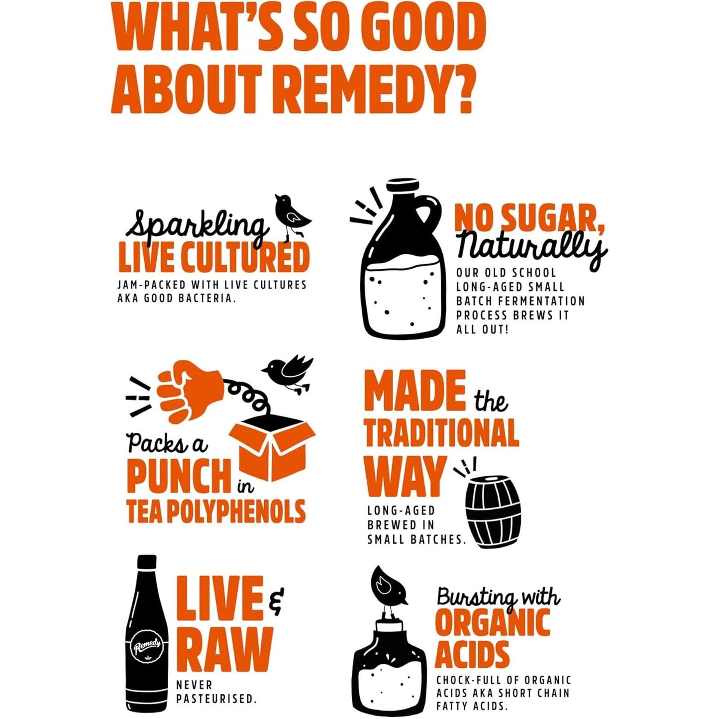 Remedy Kombucha Mango Passion Sparkling Live Cultured Soft Drink 12 x 250ml No Sugar Probiotic for Gut Health Natural Fruity Taste