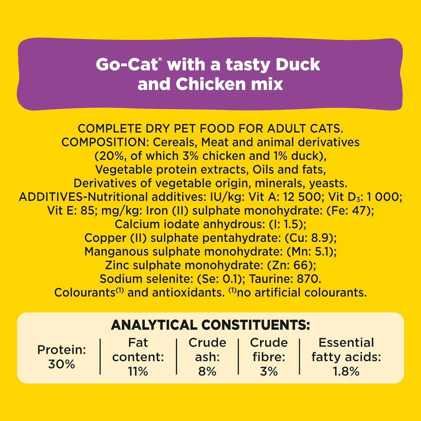 GO-CAT Chicken and Duck Dry Cat Food 10Kg Go-Cat