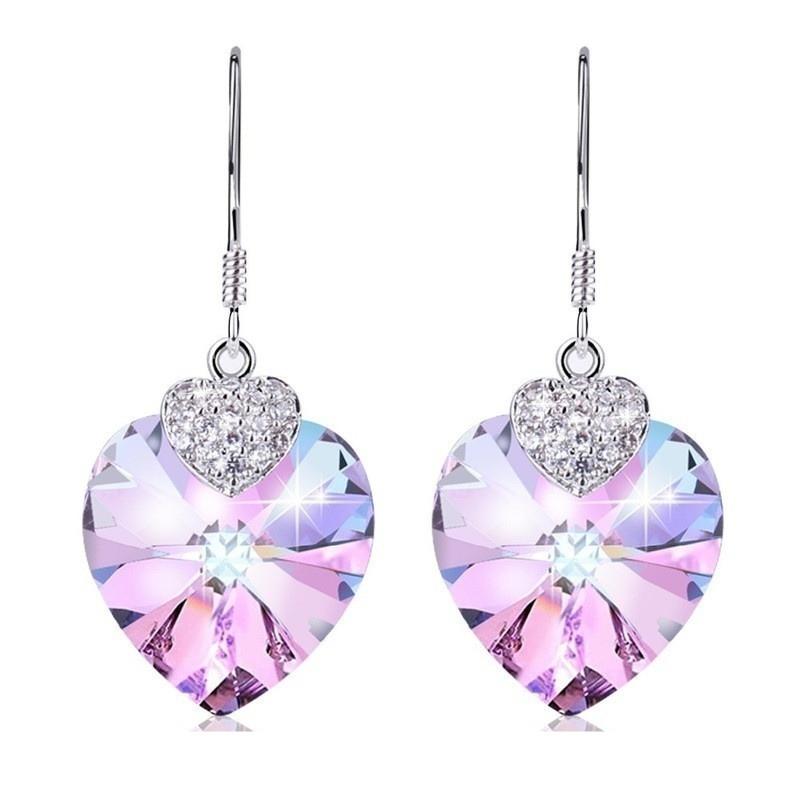 Heart-Shaped Crystal Rhinestone Necklace & Earrings Jewellery Set Women Gift