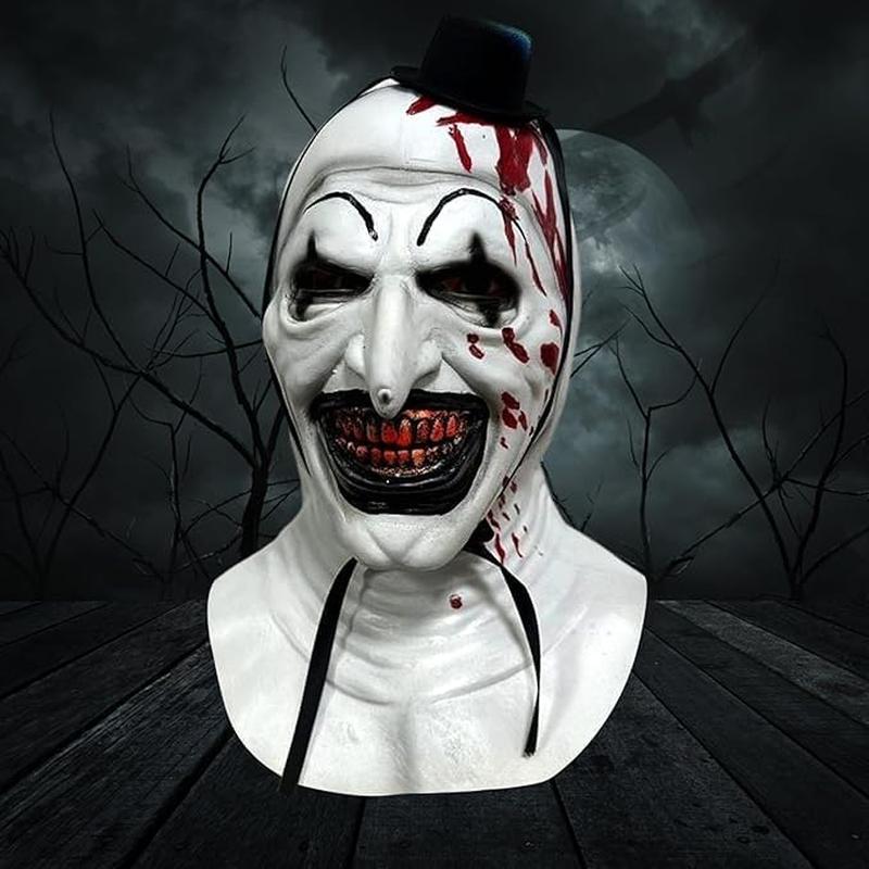 NEW-YIJUNSHUN Adult Terrifier Art the Clown Mask Art the Clown Terrifier Costume Terror Masks Scary the Killer Clown Joker Mask Halloween Cosplay Full Head Costume Props NYJS