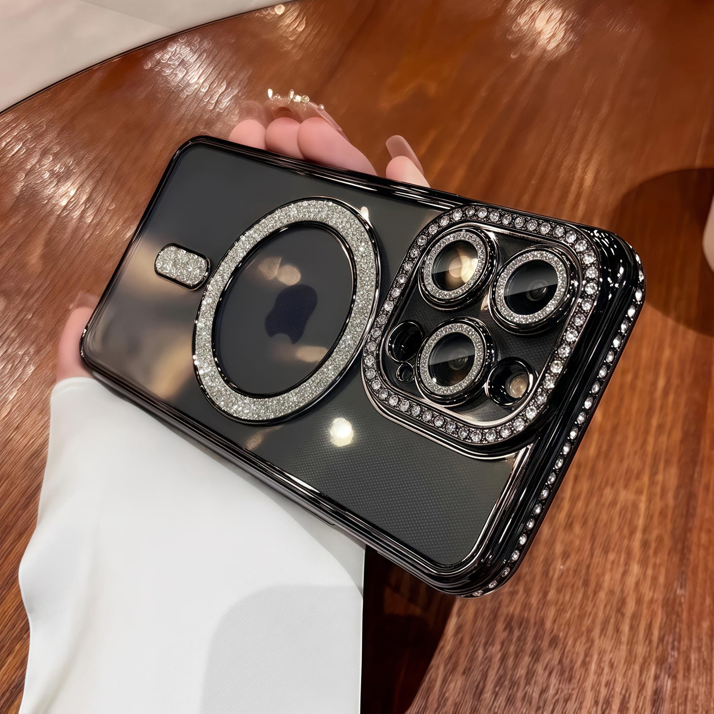 Magnetic Transparent Rhinestone Phone Case Compatible with for iphone 17 Air Pro Max, Featuring a Lens Film Cover And Support for Wireless Charging, Magnetic Phone, Cell Phone Case For Women, Pink Cute Phone, Phone Case