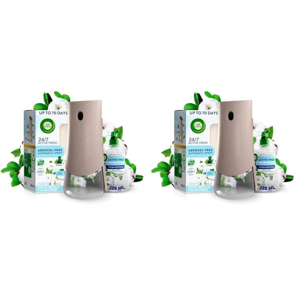 Air Wick Aerosol-Free Automatic Air Freshener Spray Kit, Eucalyptus & Freesia, 1 Gadget & 1 Refill (228Ml), 24X7 Active Fresh Odour Neutraliser, Lasts up to 70 Days, Air Freshener for Home