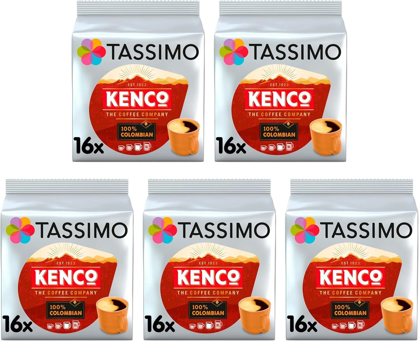 Tassimo Kenco Americano Grande XL Coffee Pods X16 (Pack of 5, Total 80 Drinks)
