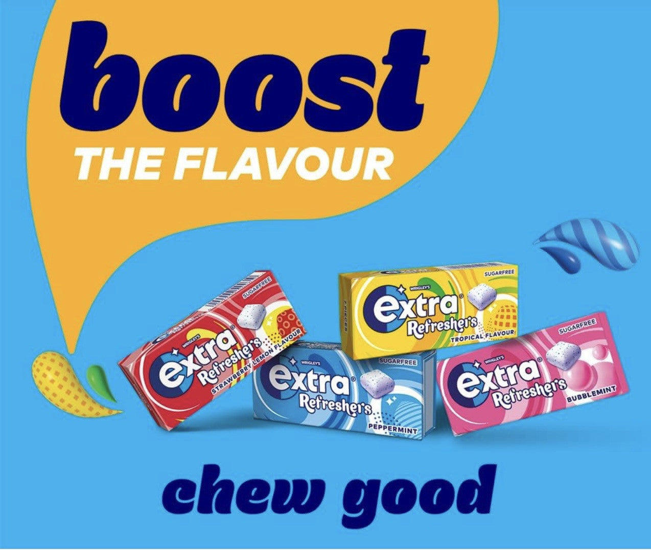 Wrigley’s Extra Refreshers Sugarfree Chewing Gum 30pcs - Tropical & Bubble Mint!